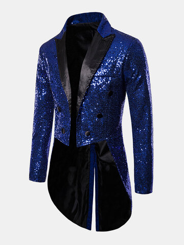 Mens Sequins Design Lapel Collar Party Swallowtail Suit Jacket – Geekfone